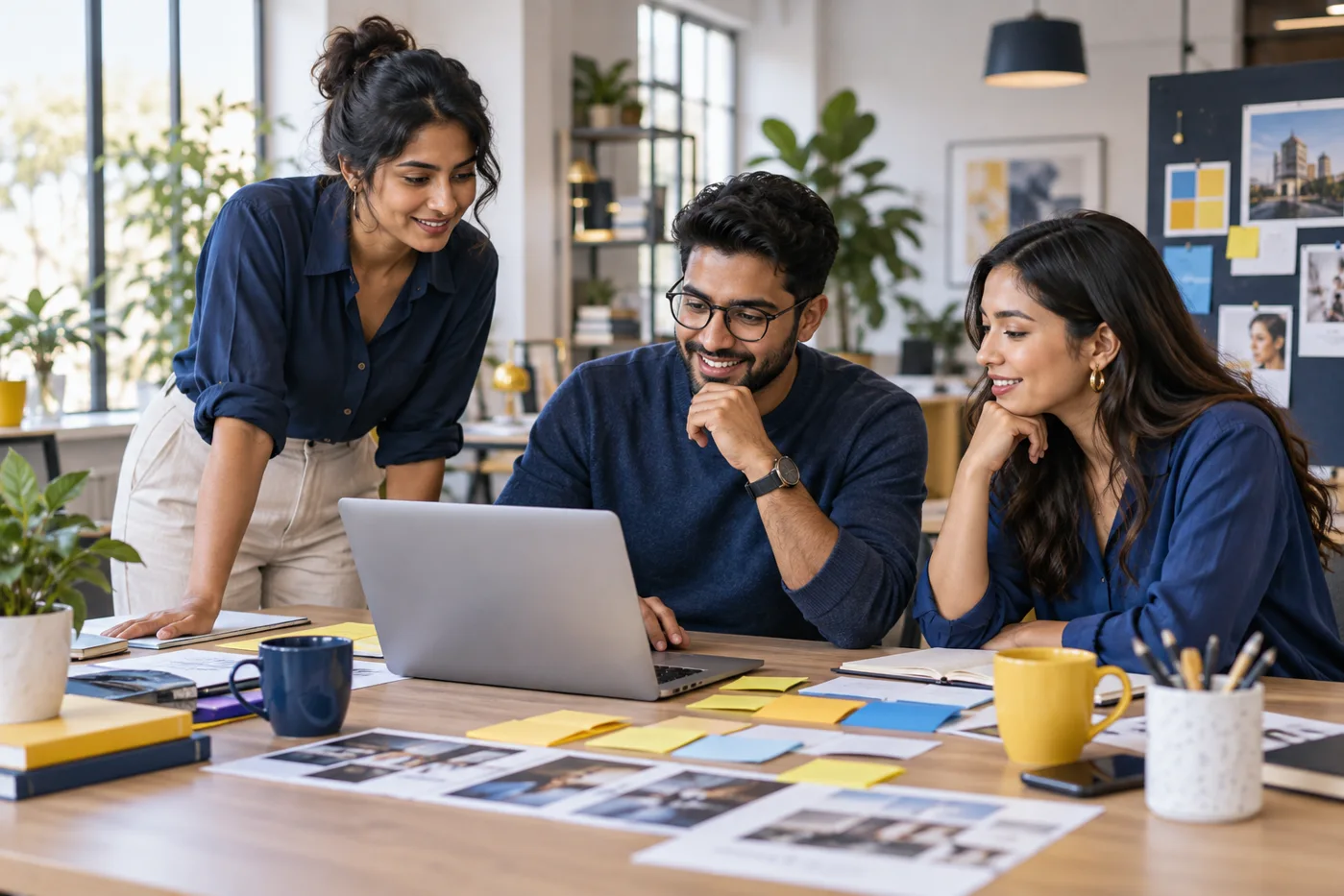 AI-generated illustration of a creative team planning a campaign
