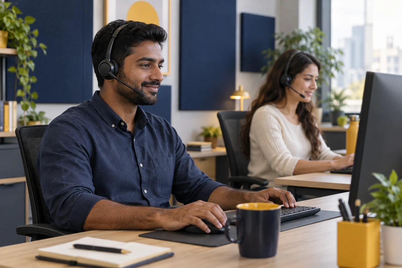 Illustrative workplace scene for customer support